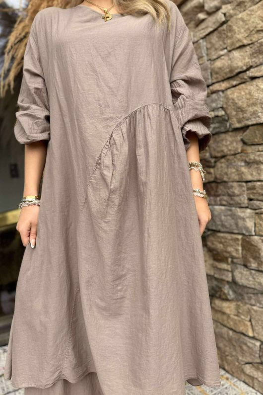 Made in Italy Purdy Pure Cotton Smock Dress Mocha